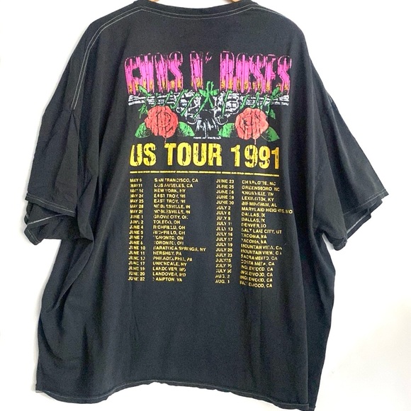 (A11) Guns N Roses 1991 US Tour Short Sleeve Tee - Black, Size 3X, NWOT, Unisex - Picture 7 of 8